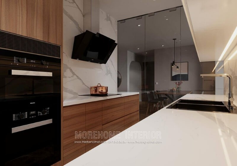 Đá ốp bếp nhân tạo với bề mặt liên kết hoàn hảo mang đến không gian bếp đẹp Đá ốp tường bếp đep, cao cấp